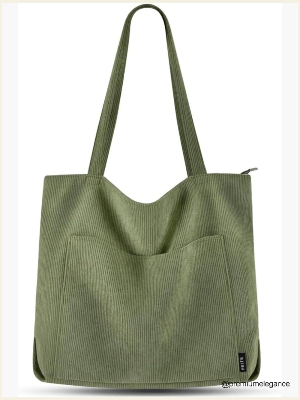 Corduroy Tote Bag Large Shoulder Bag with Zipper Pockets for Work Travel